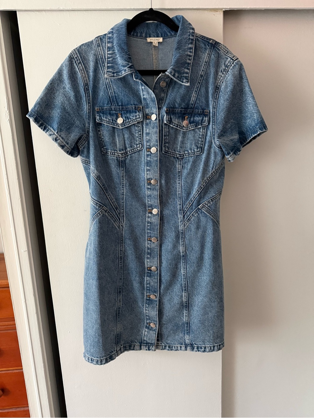 Anthropologie/Pilcro Button-Front Dress Shirt - Blue